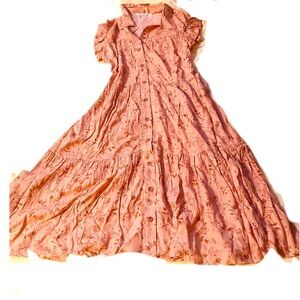 Lucky 🍀Brand ~small~beige floral print ~100% rayon new w/tags mid length